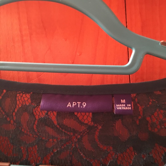 NWT APT 9 teal blouse with lacy arms & shoulders - Picture 5 of 6